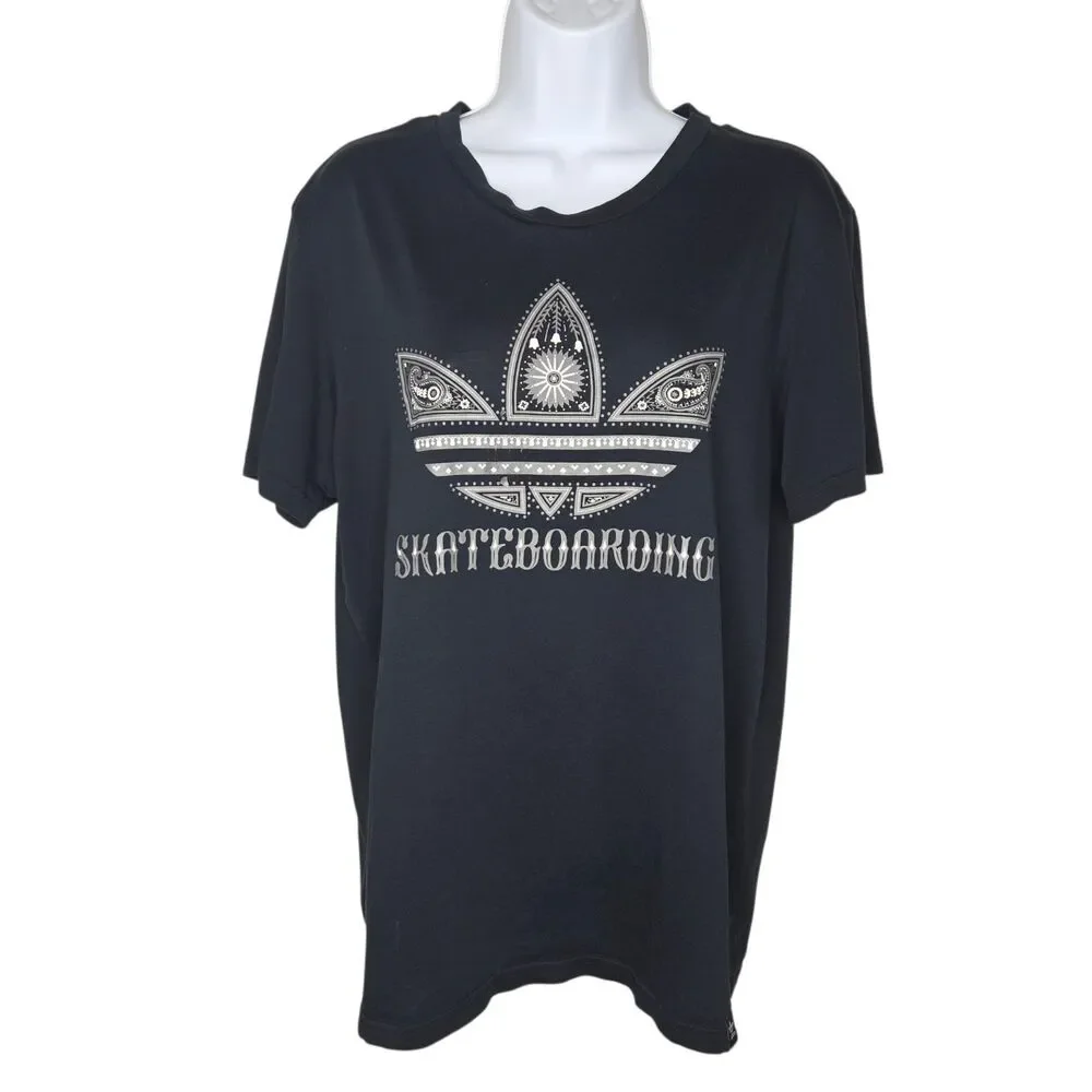 Adidas Skateboarding Paisley Bandana Trefoil Graphic Tee - Black (Sample Tag) M